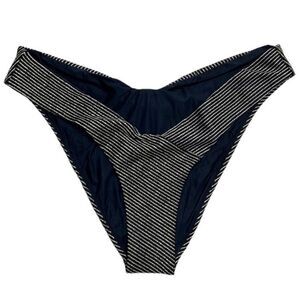 Monica Hansen Beachwear Black/Gold Striped Bikini Bottom Nwt XL